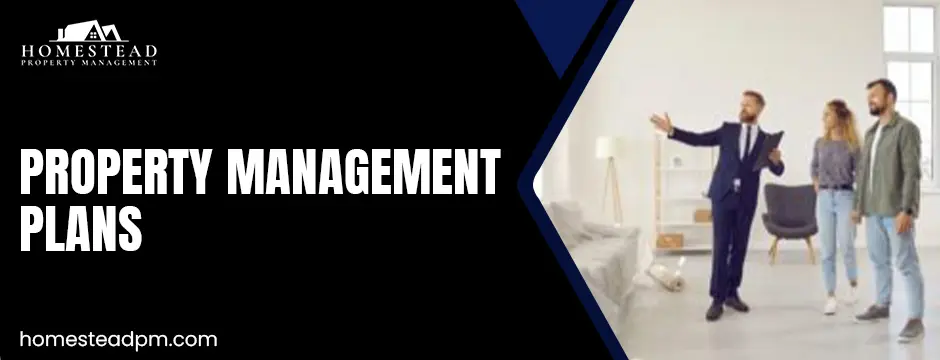 Overview of property management plans with charts illustrating strategies and goals.