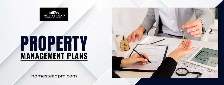 Overview of property management plans with charts illustrating strategies and goals.